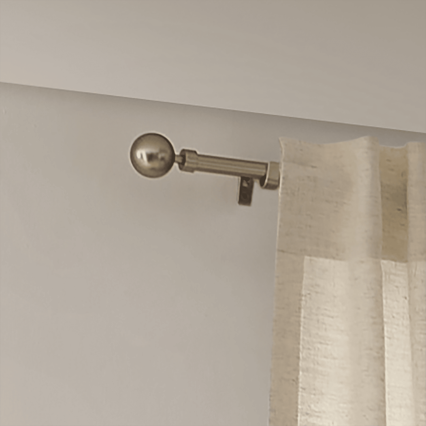 Curtain rod kit with ball finial, nickel metal, 200-385 cm