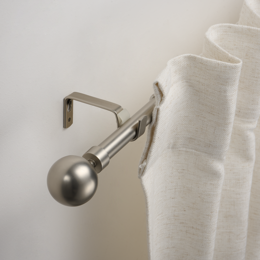 Curtain rod kit with ball finial, nickel metal, 200-385 cm