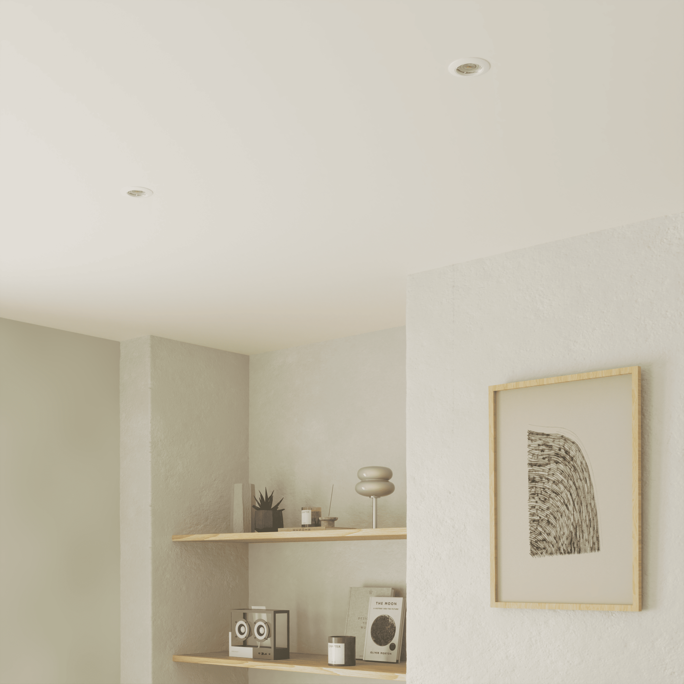 Set of 10 Clane recessed spotlights, white aluminium, D8.2 cm, GU10=6W, natural light, adjustable