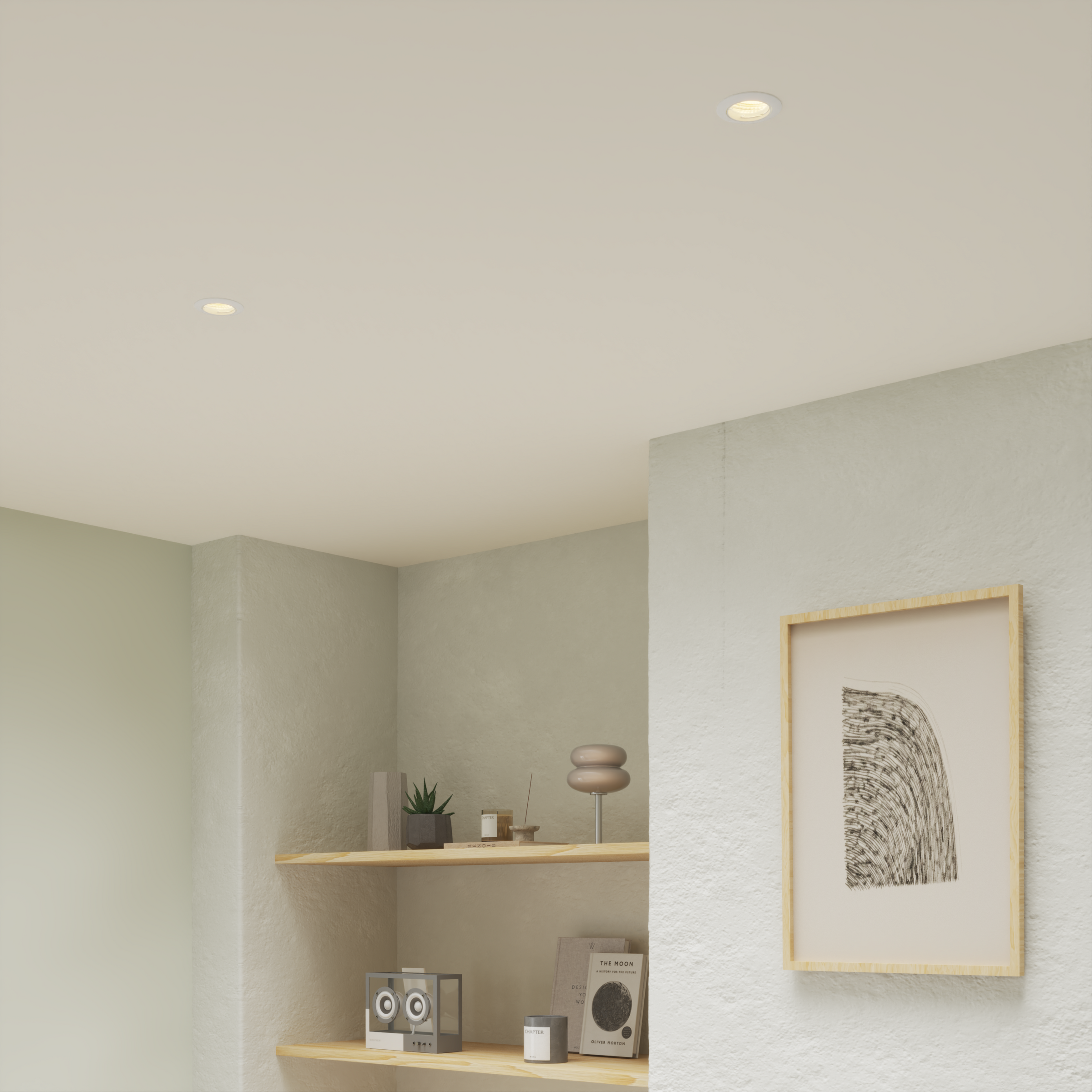 Set of 10 Clane recessed spotlights, white aluminium, D8.2 cm, GU10=6W, natural light, adjustable