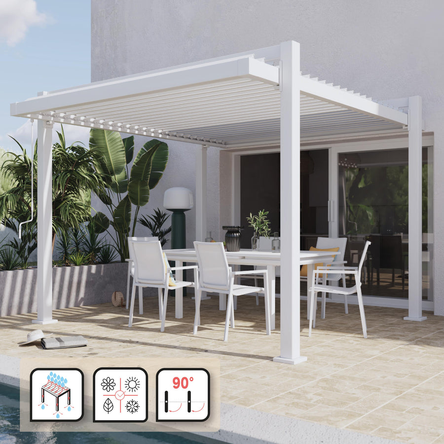 Clima Odyssea bioclimatic aluminium pergola, 320 x 358.5 cm, white Naterial