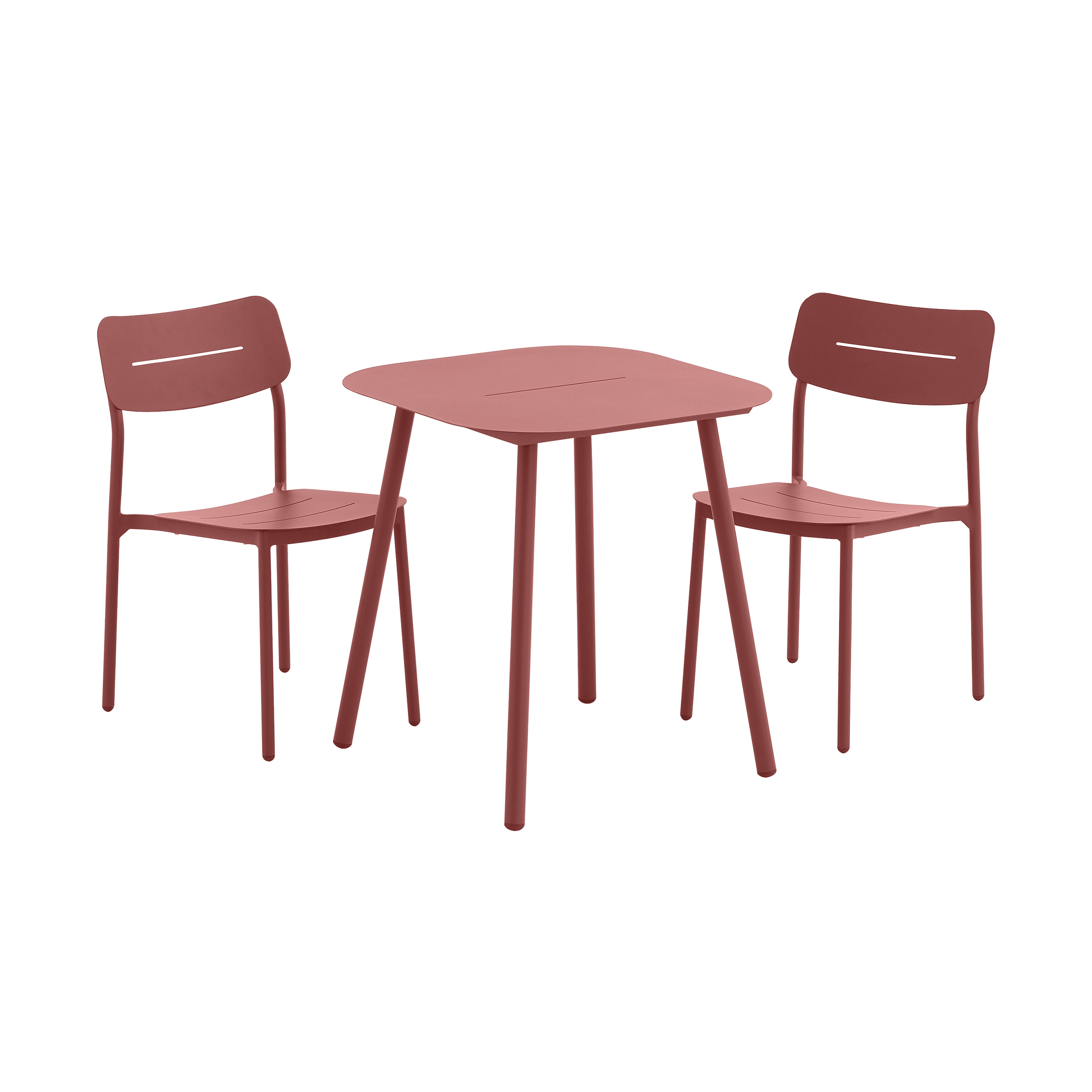 Anafi fixed table, 70x70cm, in Naterial red aluminium