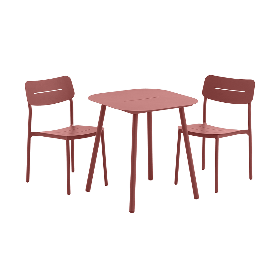 Anafi fixed table, 70x70cm, in Naterial red aluminium