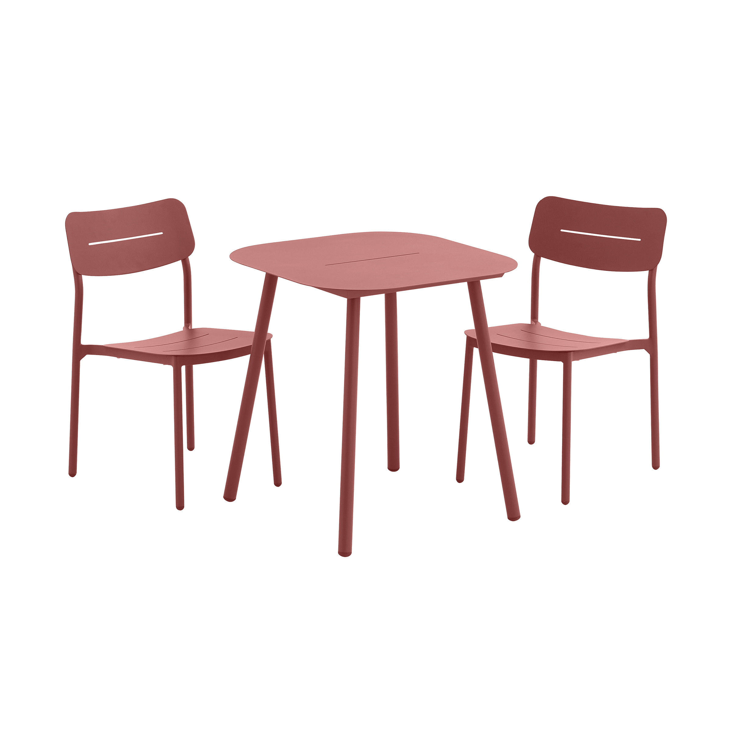Anafi fixed table, 70x70cm, in Naterial red aluminium