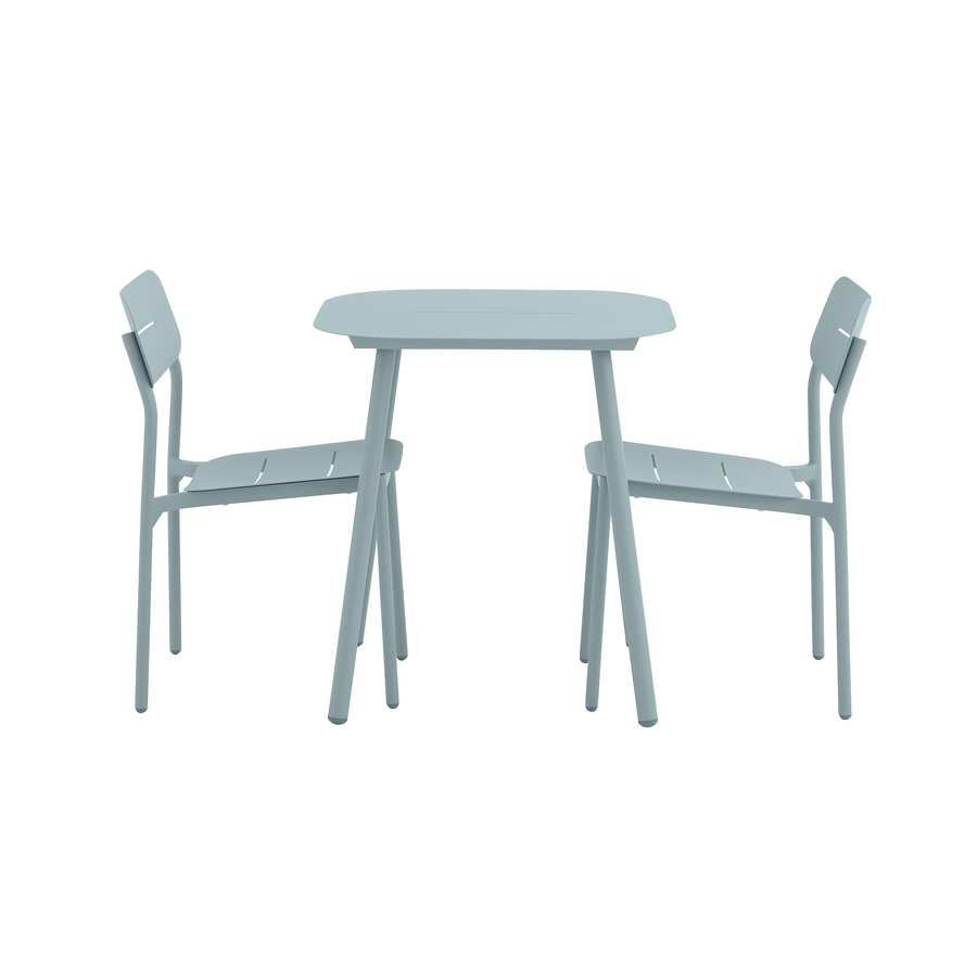 Anafi fixed table, 70x70cm, in sage-coloured aluminium