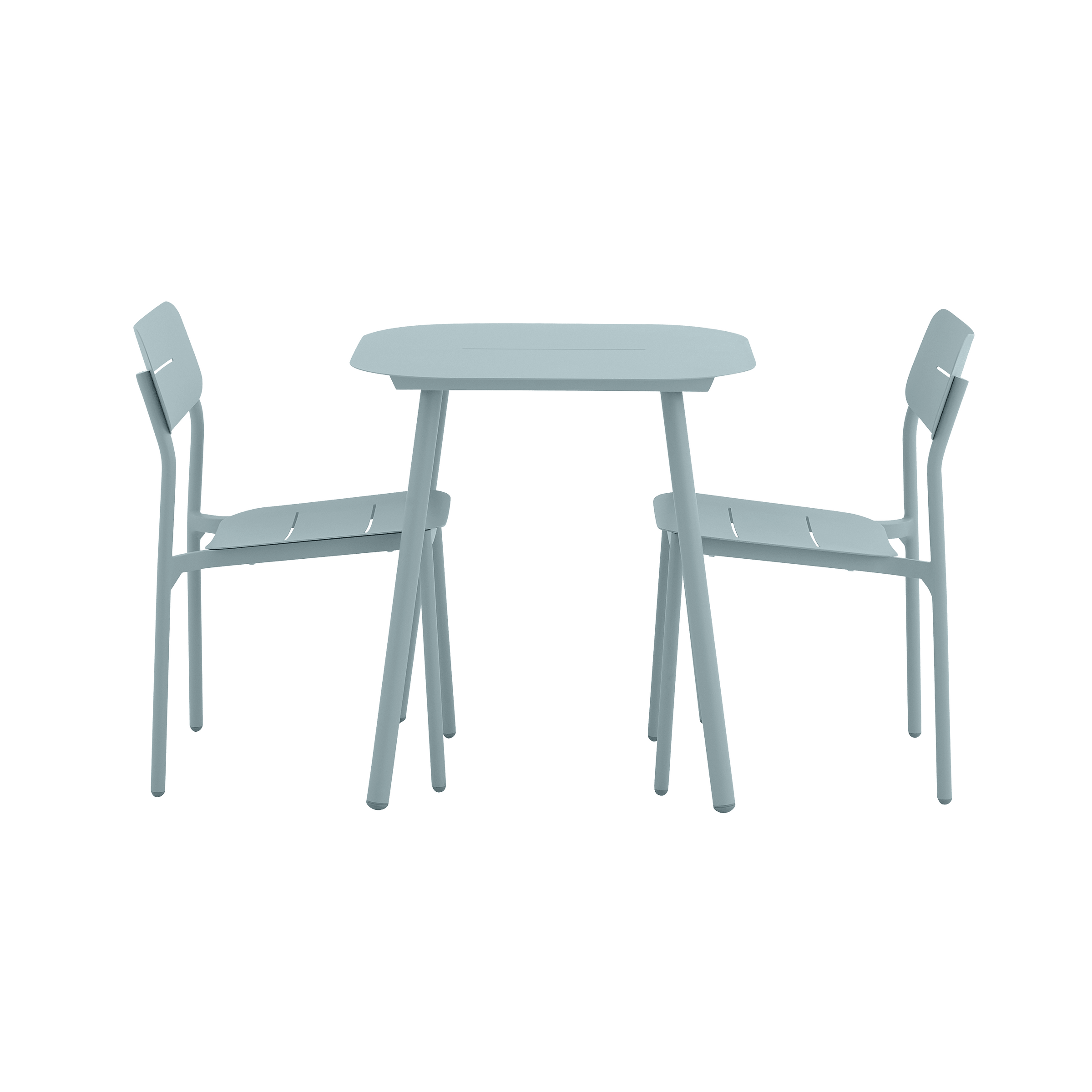Anafi fixed table, 70x70cm, in sage-coloured aluminium