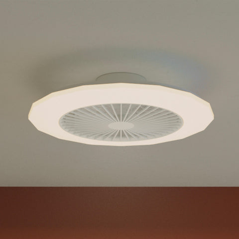 Lilly white plastic ceiling fan light, diameter 58 cm, LED 2700 lm, CCT dimming