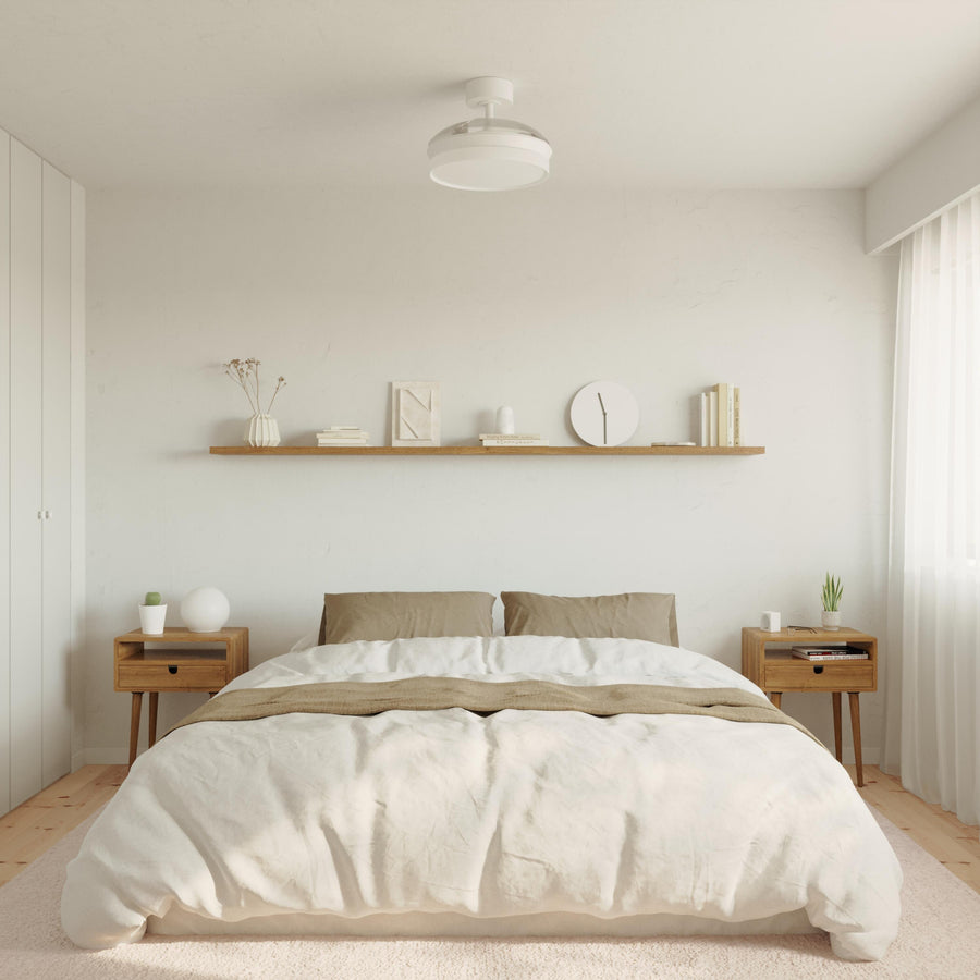 Plafoniera con ventilatore ipora acrilico bianco d91cm led 3000lm cctdim pale retrattili