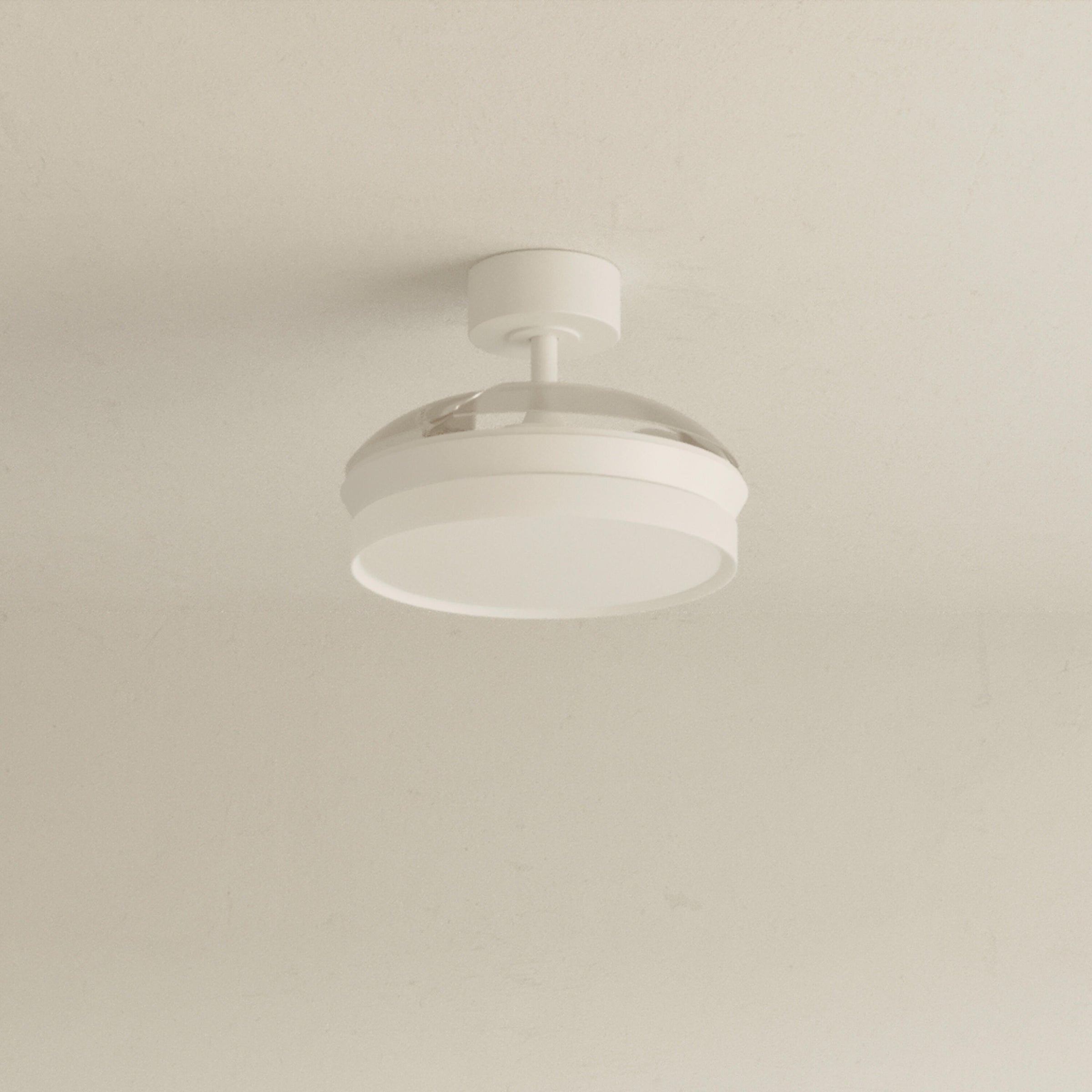 Ipora white acrylic ceiling fan light, 91 cm diameter, 3000 lm LED, CCT dimming, retractable blades
