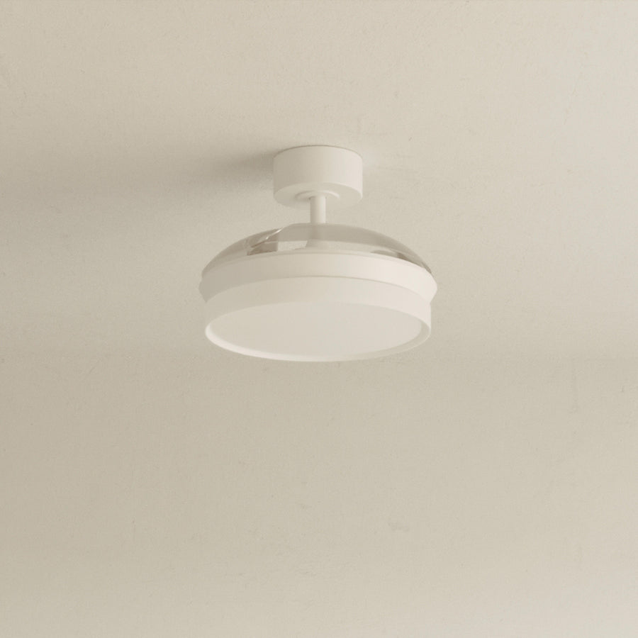 Plafoniera con ventilatore ipora acrilico bianco d91cm led 3000lm cctdim pale retrattili