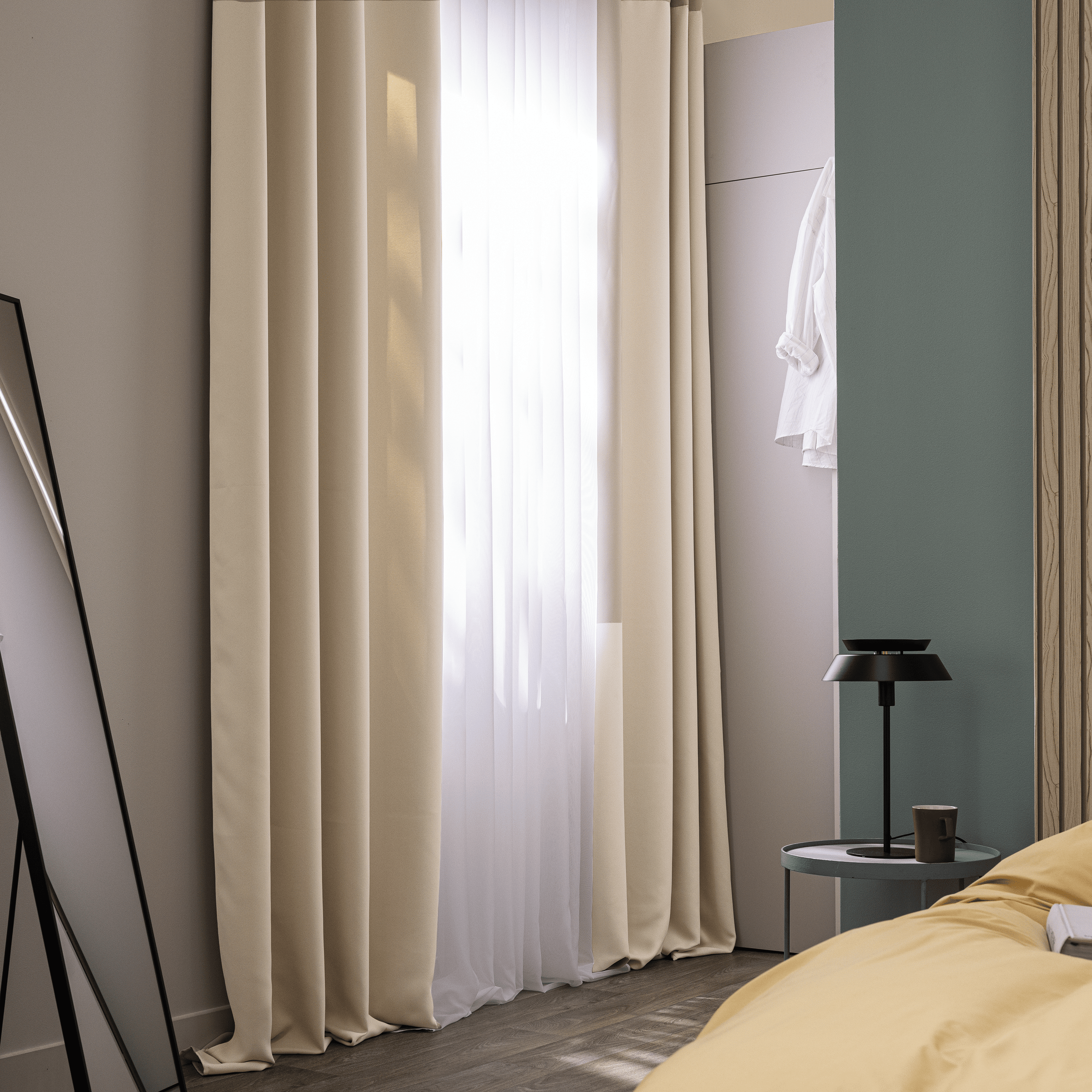 New Arel blackout curtain, ecru, 140x280 cm, with eyelets