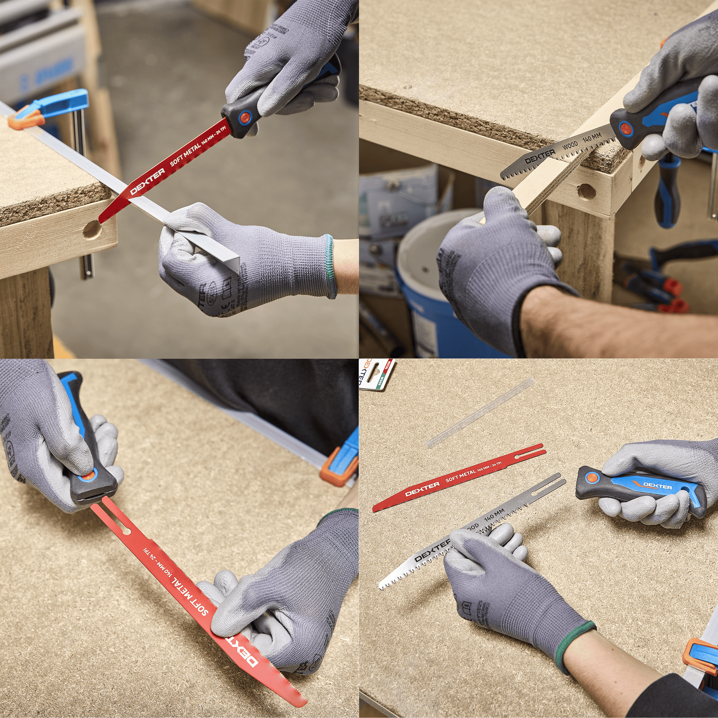 Dexter 140mm multifunction jigsaw for metal, wood and plastic, with 2 blades
