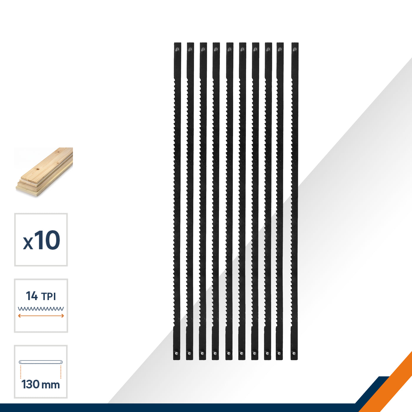 10 Dexter replacement blades for a 130 mm wood-cutting jigsaw, 14 tpi