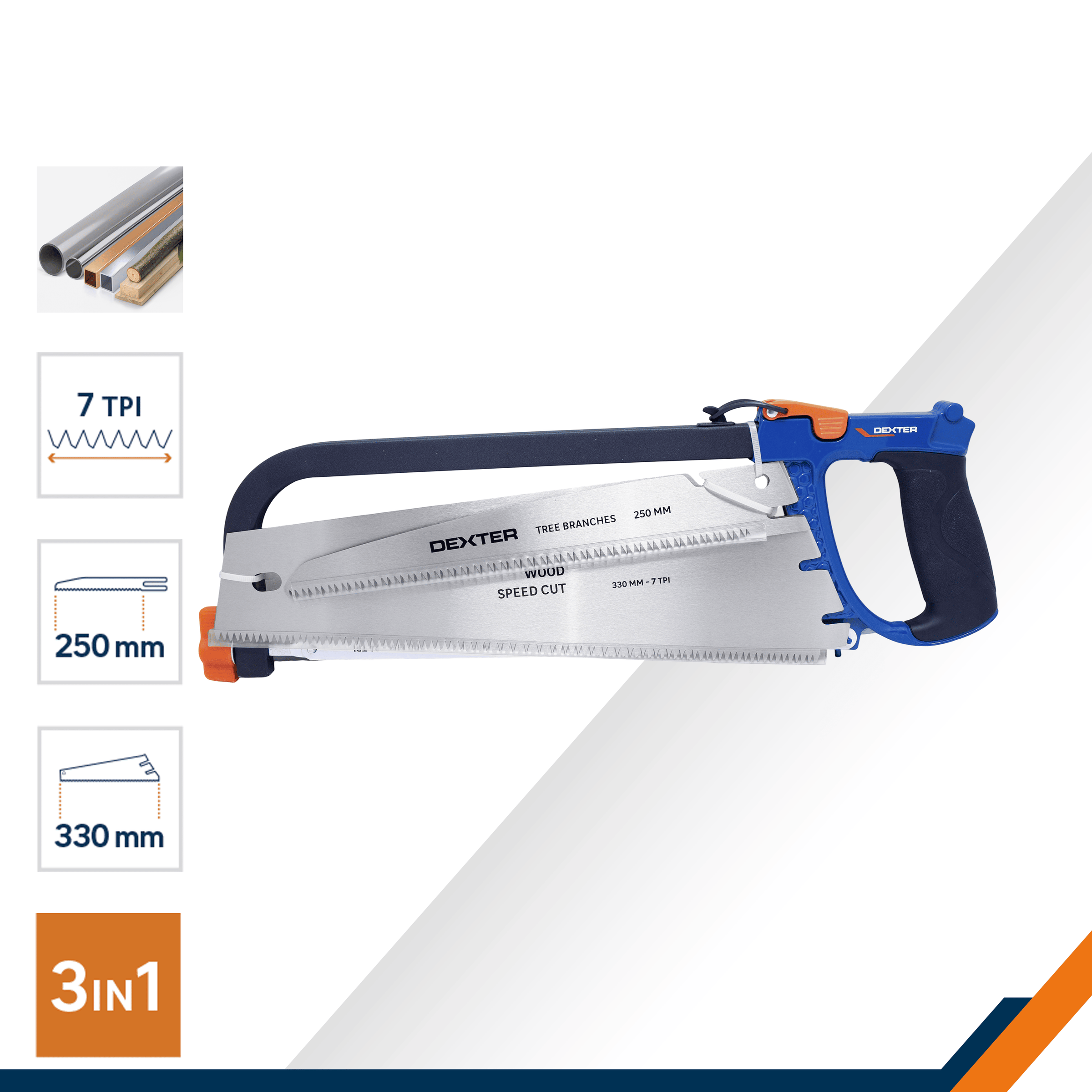 Dexter 300 mm 3-in-1 multi-purpose saw for wood, metal and plastic