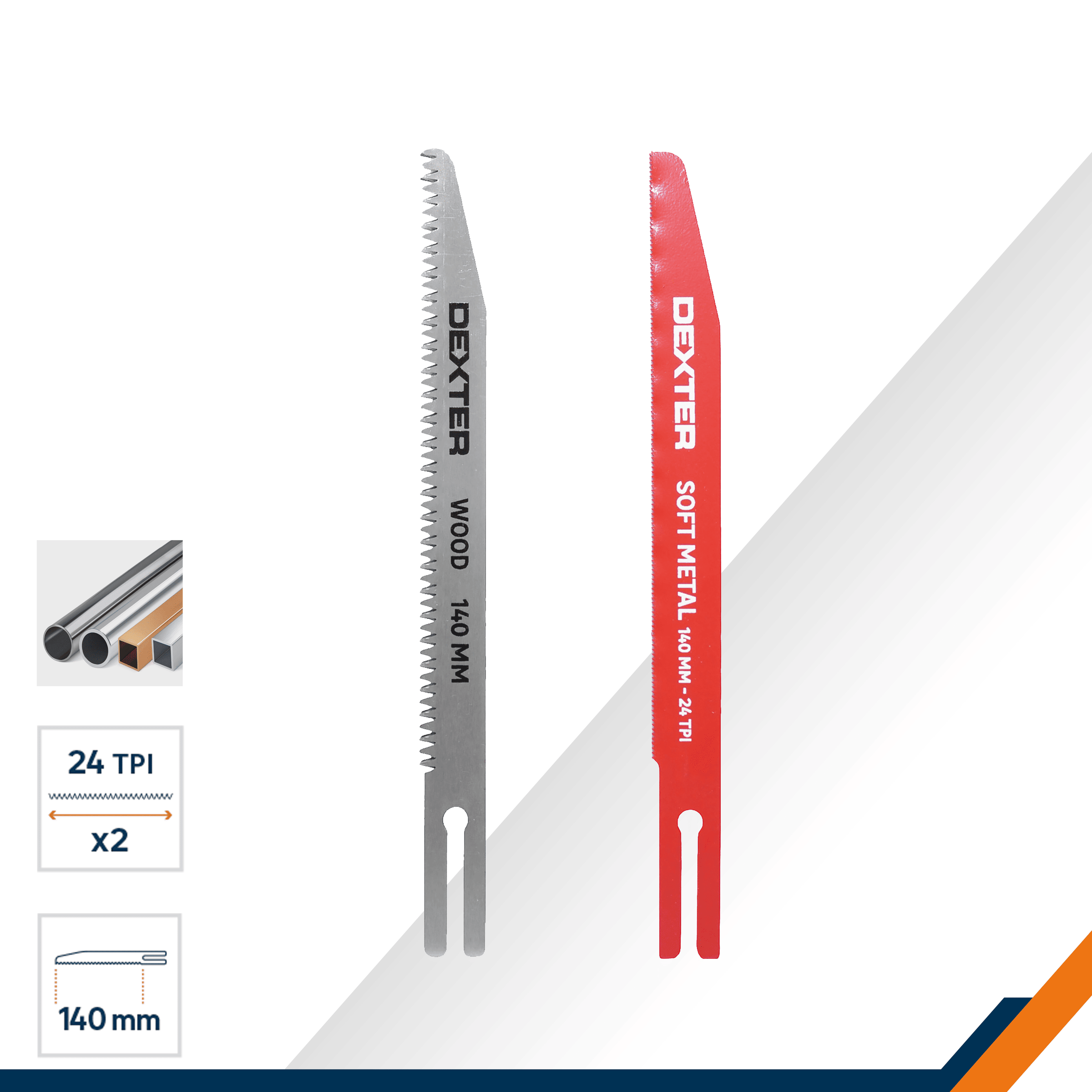 2 Dexter 140 mm replacement blades for a utility knife for wood, metal and plastic