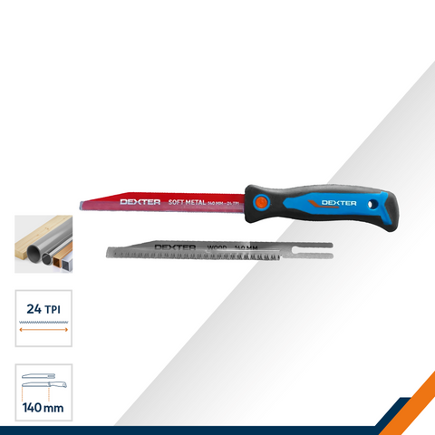 Dexter 140mm multifunction jigsaw for metal, wood and plastic, with 2 blades