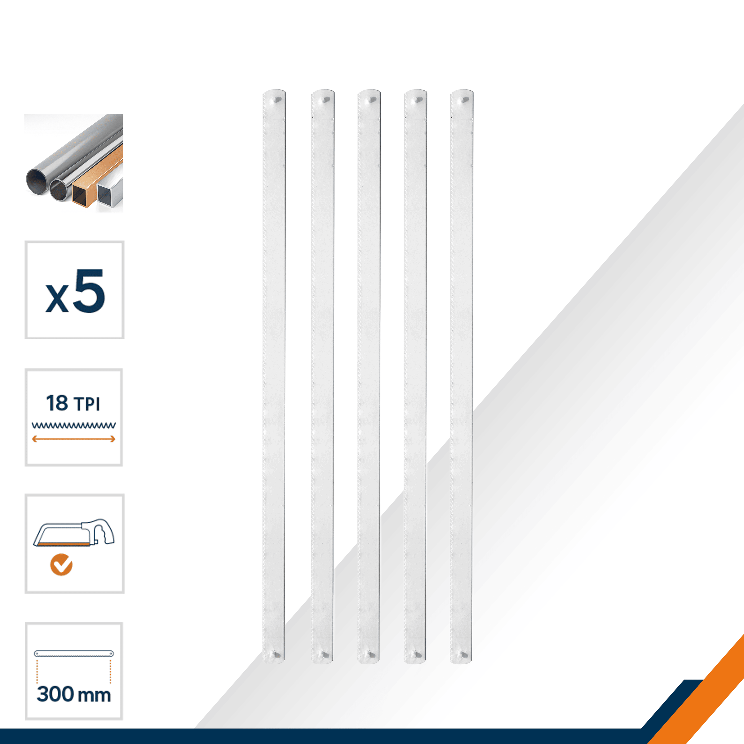 5 Dexter 150mm replacement blades for a 24 tpi metal-cutting jigsaw