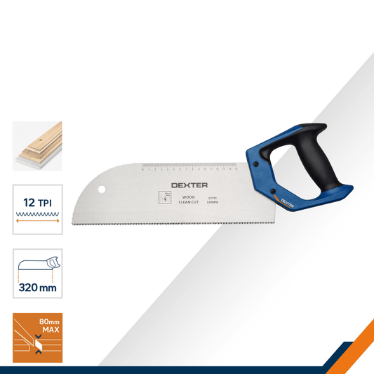 Dexter 320mm wood saw for fine cuts, with ergonomic handle and steel blade