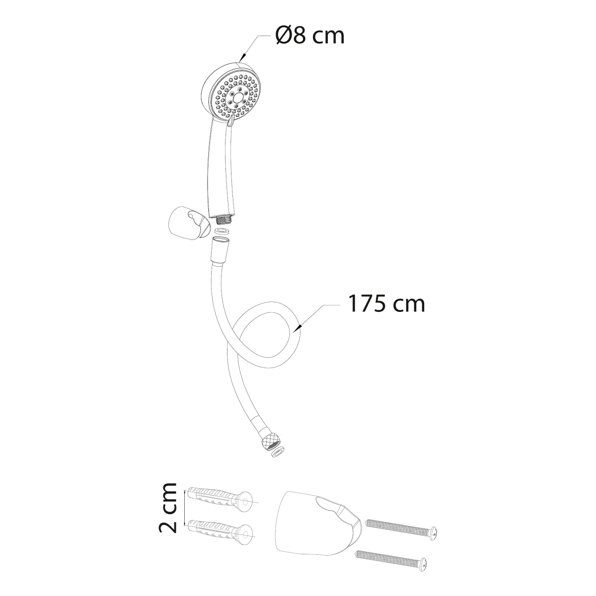 MINIKIT EDY 3-SPRAY HAND SHOWER CHROME HOLDER AND FLEXIBLE HOSE