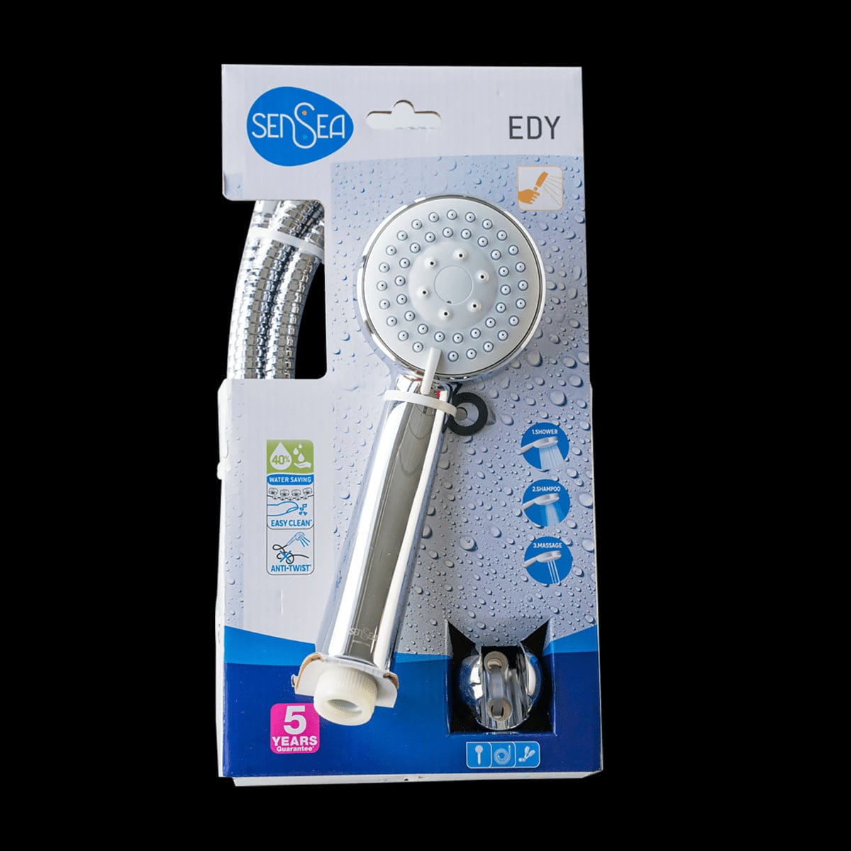 Bricocenter MINIKIT EDY 3-SPRAY HAND SHOWER CHROME HOLDER AND FLEXIBLE HOSE