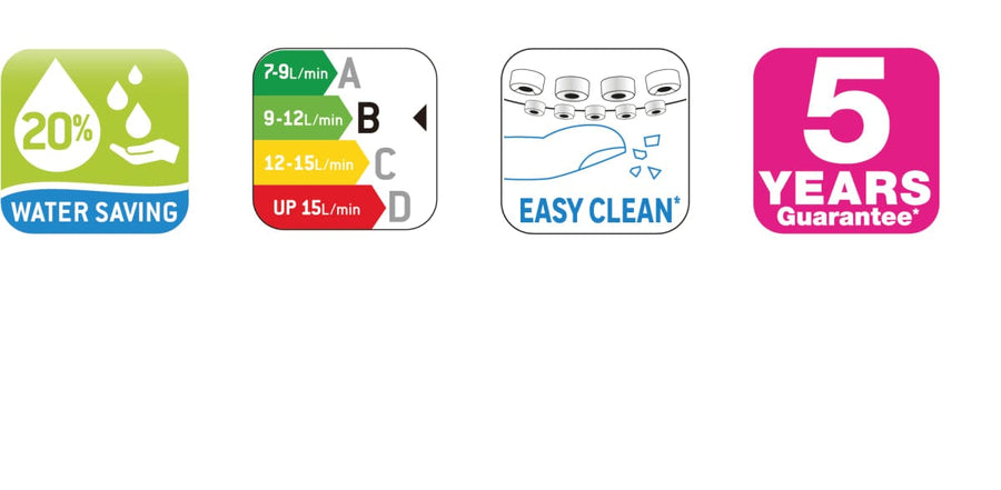 Bricocenter HAND SHOWER ESSENTIAL CHROME 1 JET DIA 9,5 CM EASY CLEAN