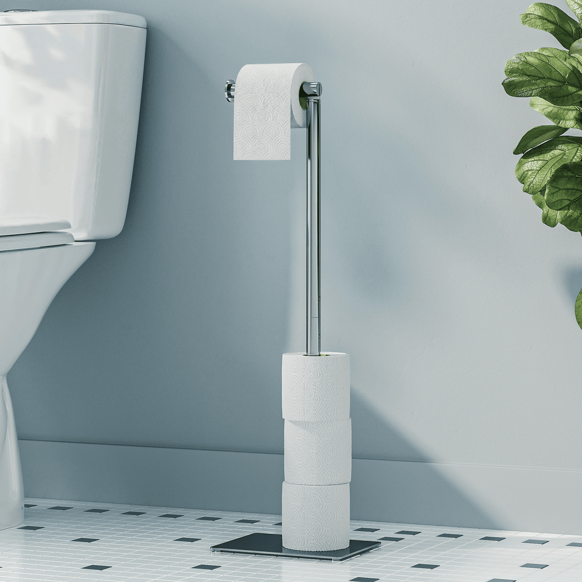 Piantana essential porta rotoli cromo