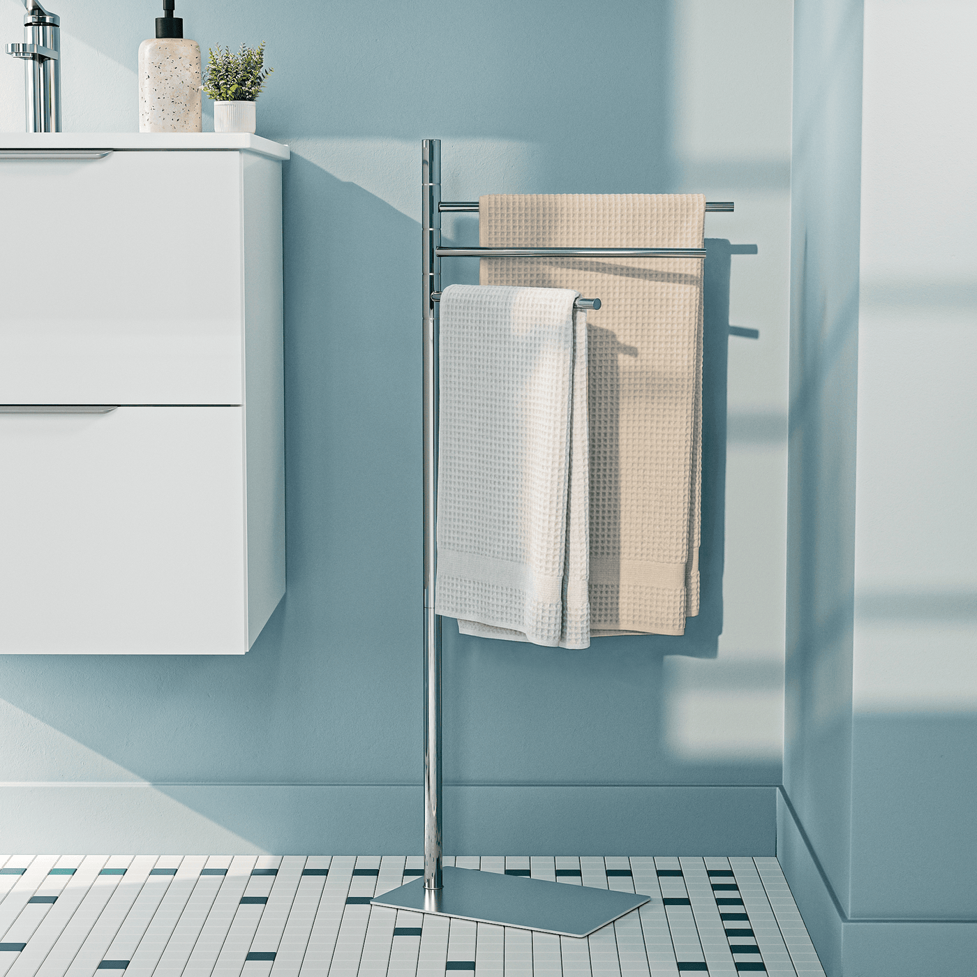 Piantana essential porta asciugamani cromo 3 bracci