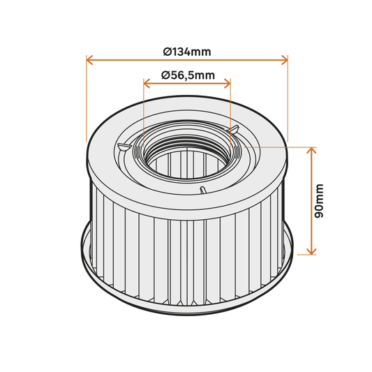 Cartridge filter for Dexter 15-litre vacuum cleaner, 89 mm in diameter