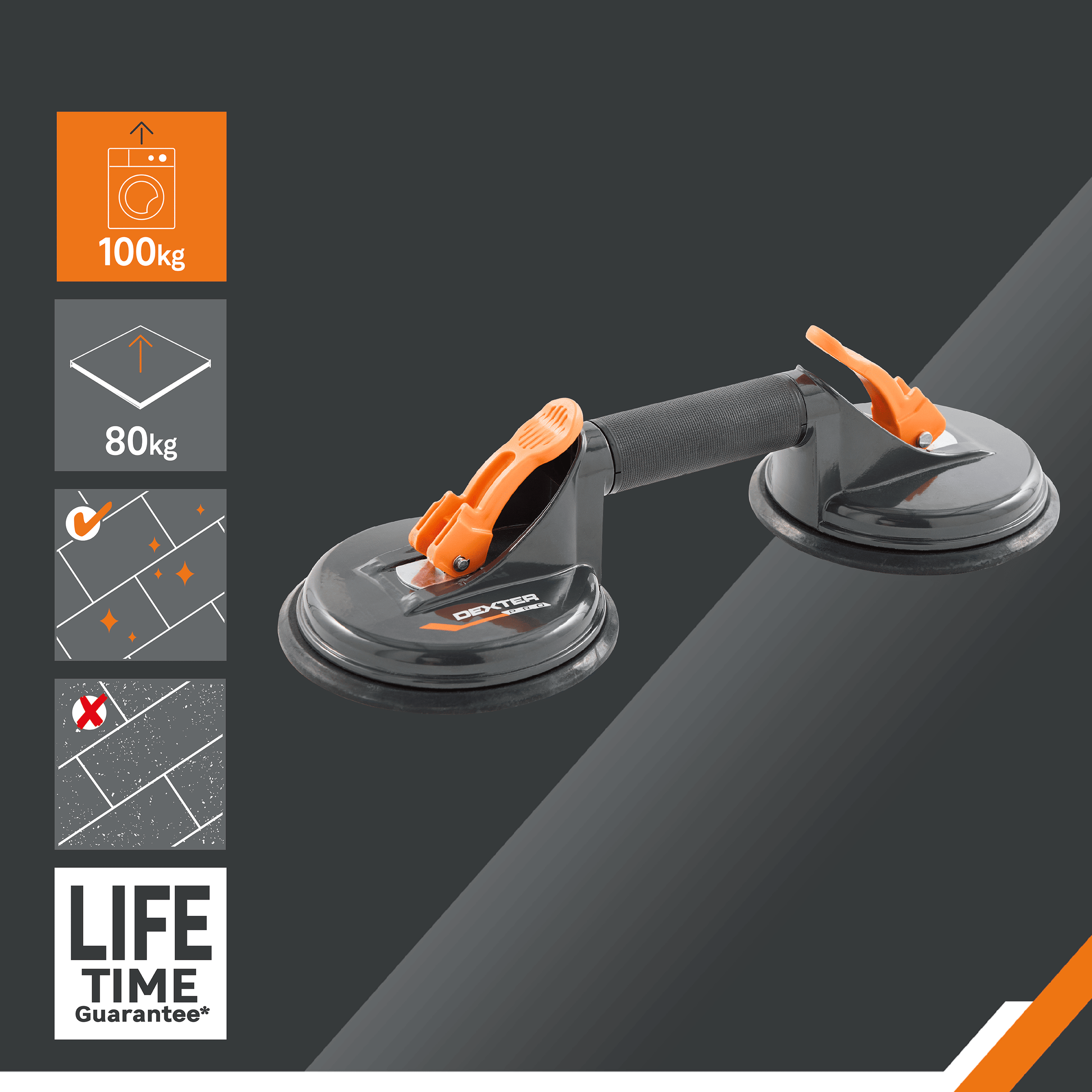 Dexter double suction cup, 100 kg