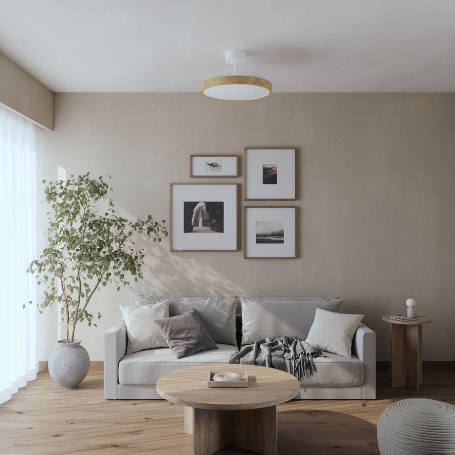 Plafoniera con ventilatore valam plastica bianco e legno naturale d 107cm led 4500lm cctdi
