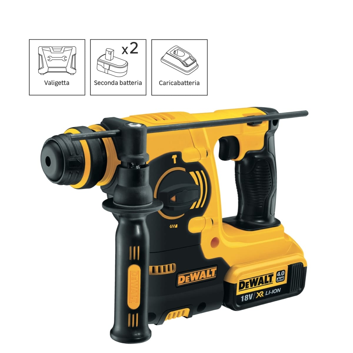 Bricocenter MARTELLO TASSELLATORE DEWALT 18V, 2 BATTERIA 4.0AH, 2.1J
