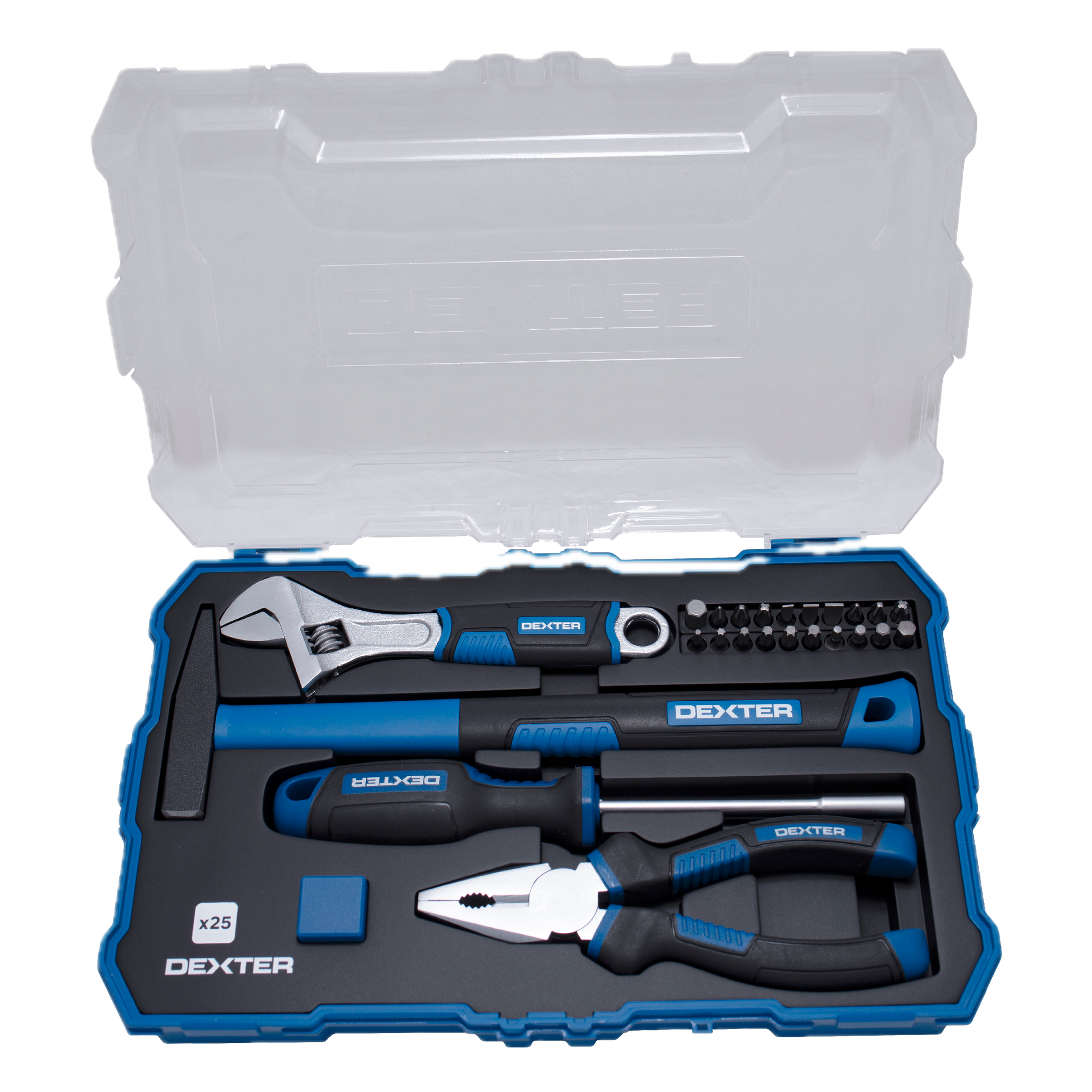 Dexter 25-piece hand tool set in a box