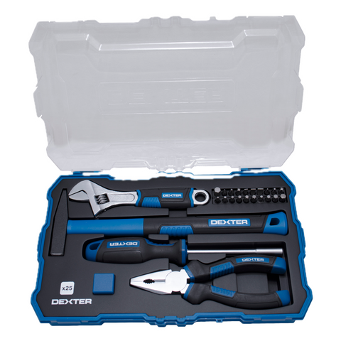 Dexter 25-piece hand tool set in a box