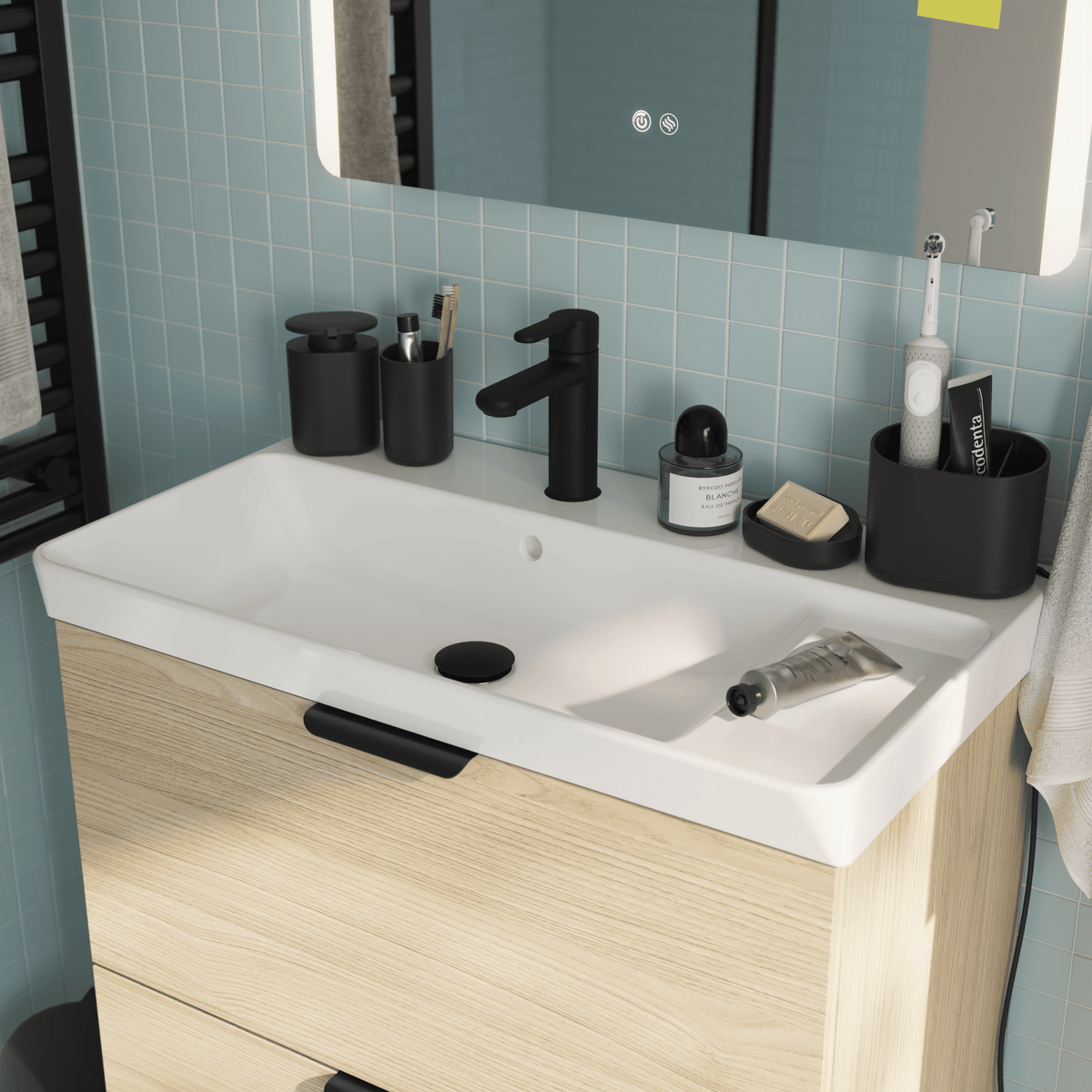 Easy New glossy white ceramic under-counter washbasin, 71.2 x 42.4 x 15.5 (H) cm