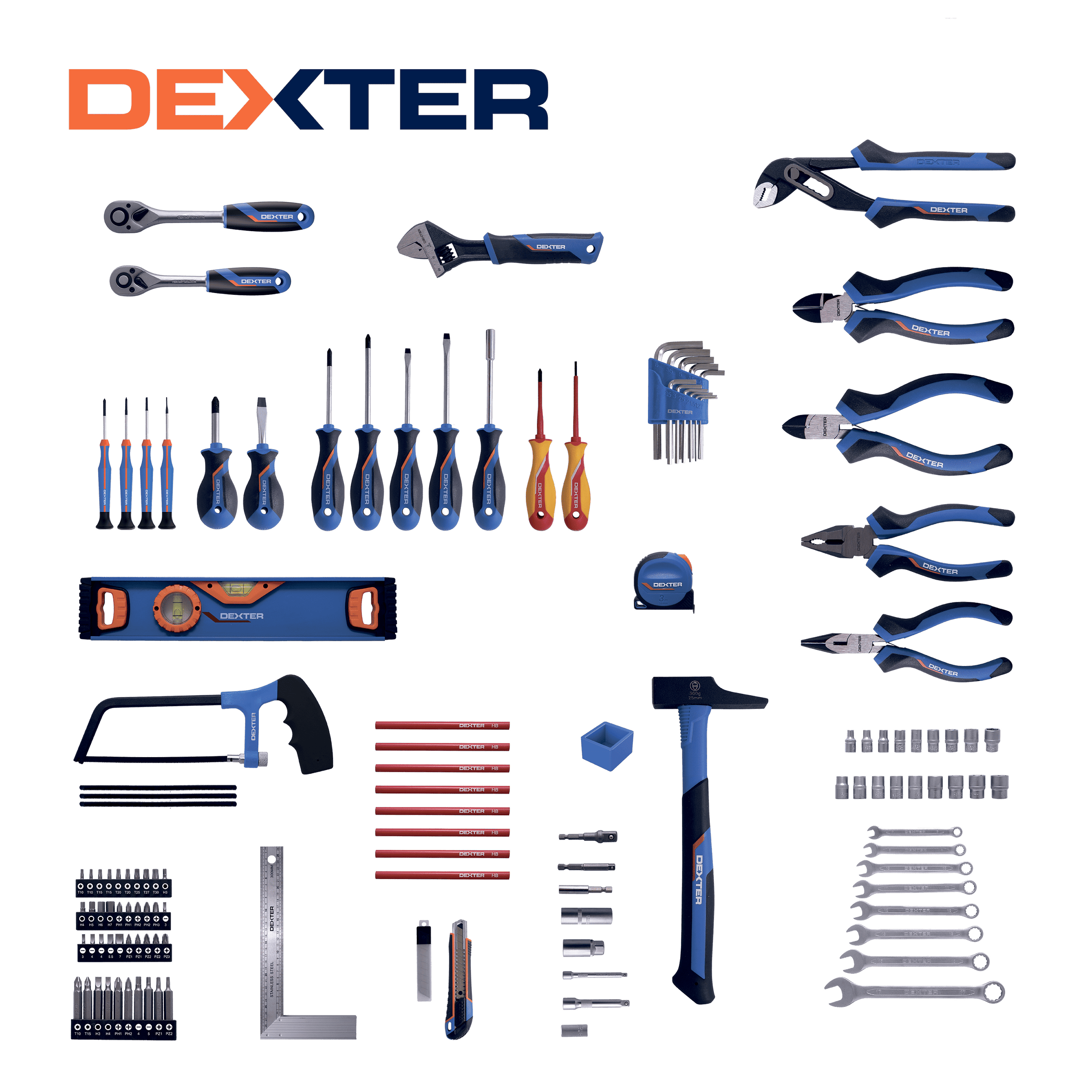 Dexter 125-piece hand tool set in a box