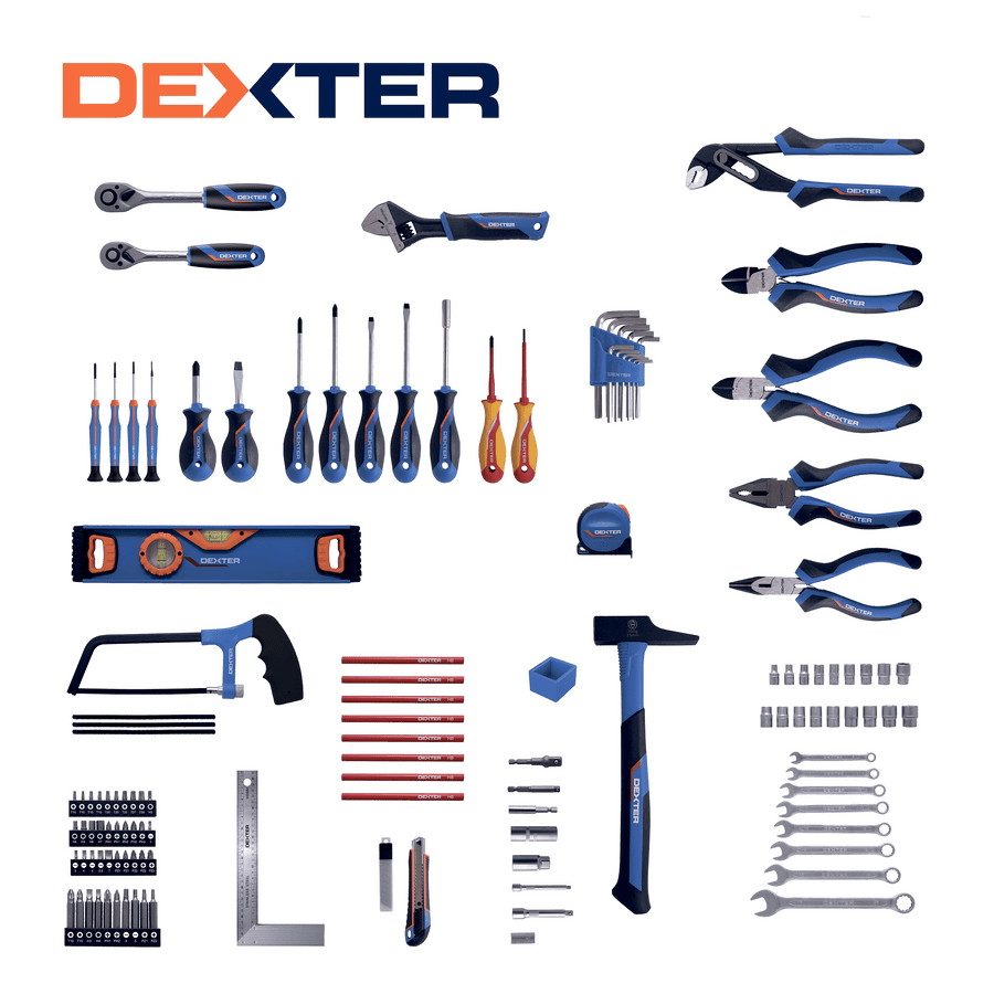Dexter 125-piece hand tool set in a box