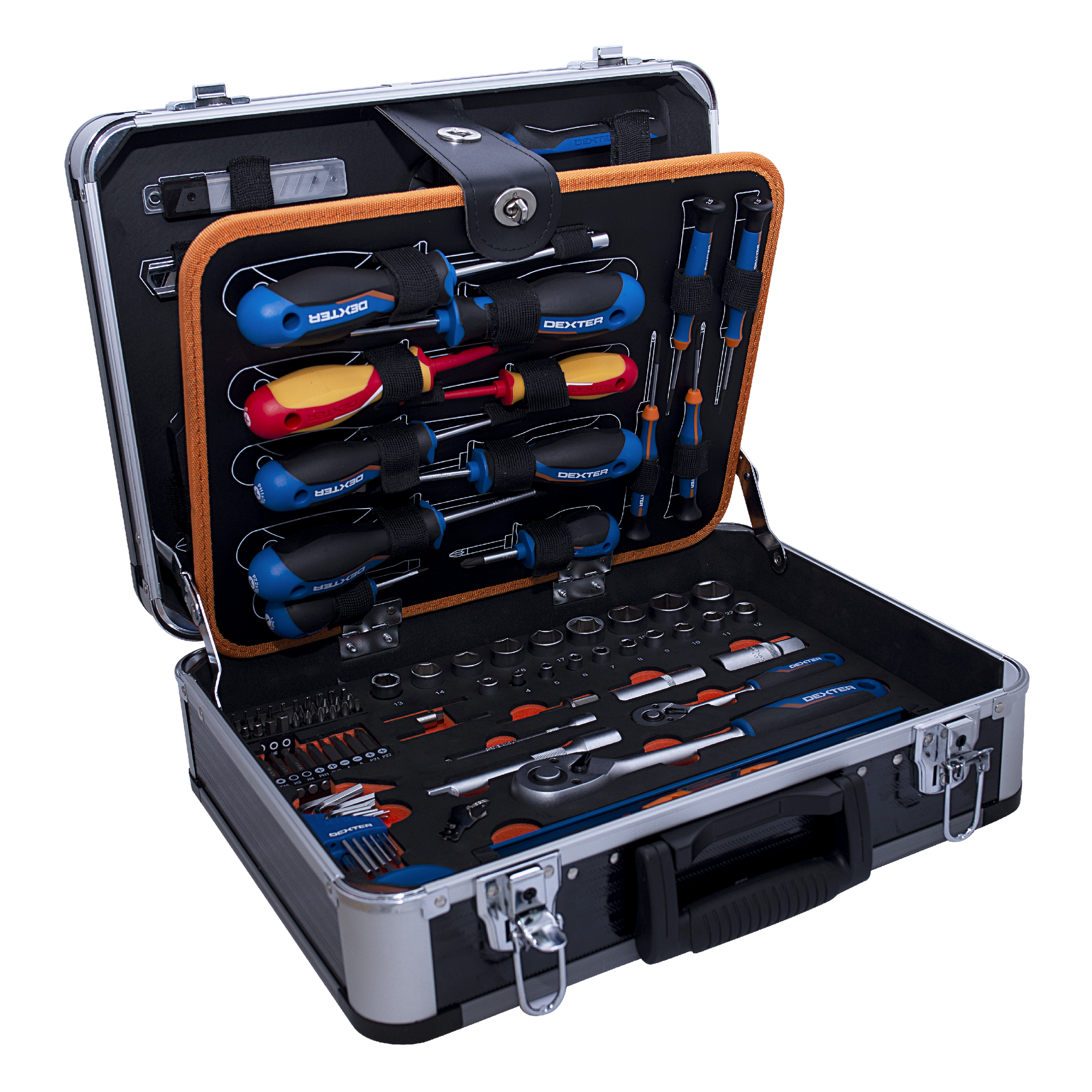 Dexter 125-piece hand tool set in a box