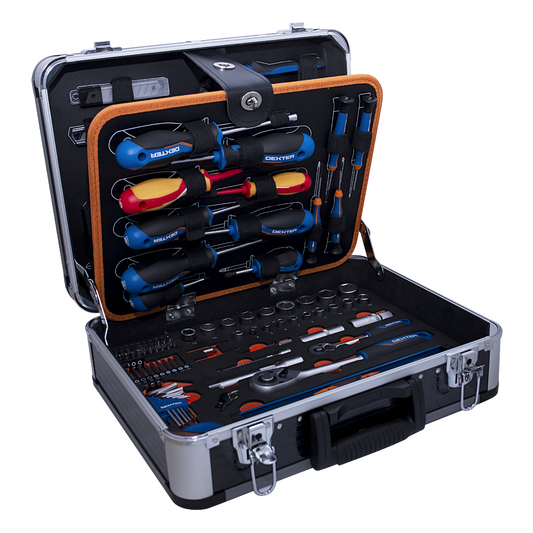 Dexter 125-piece hand tool set in a box