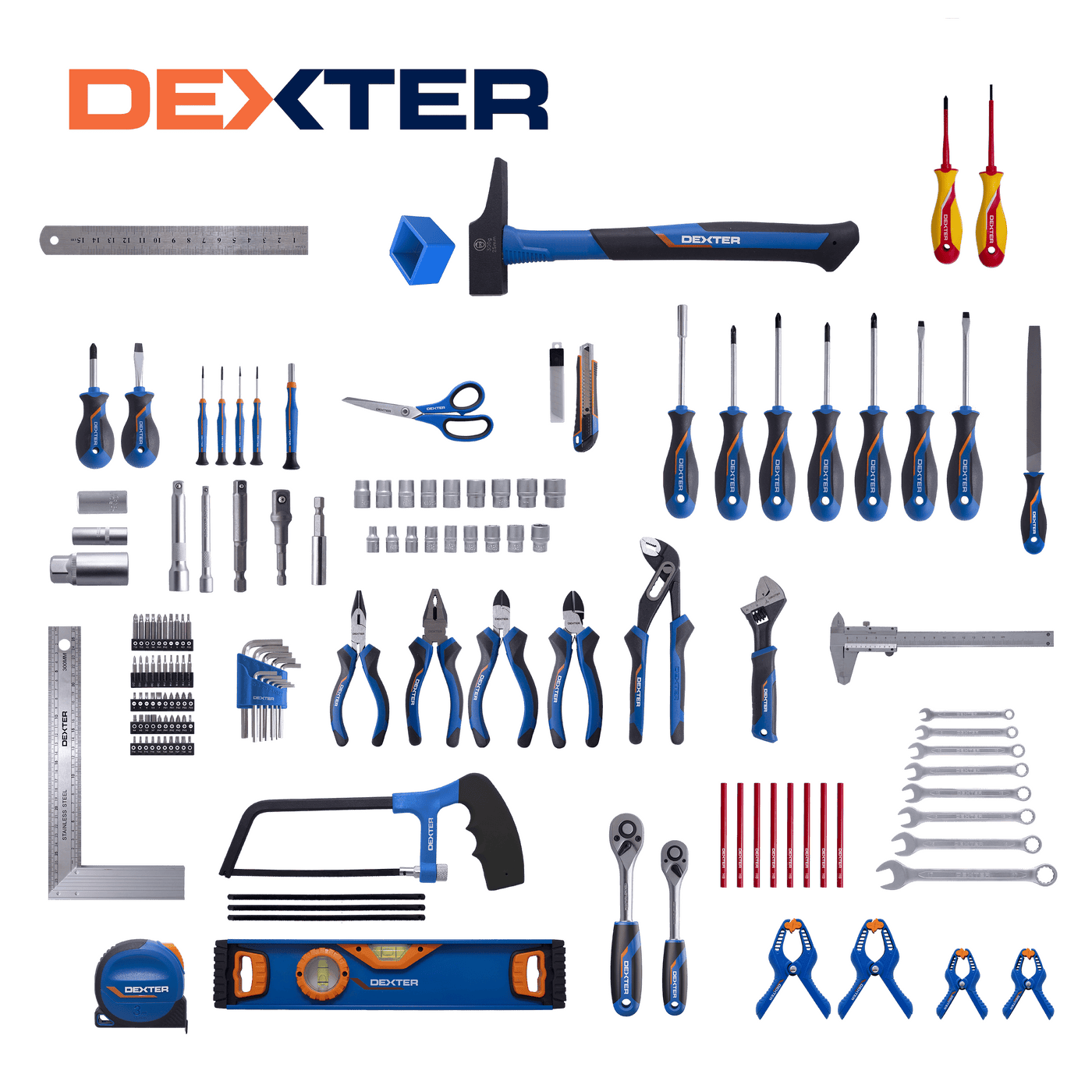 Dexter 150-piece hand tool set in a case / trolley