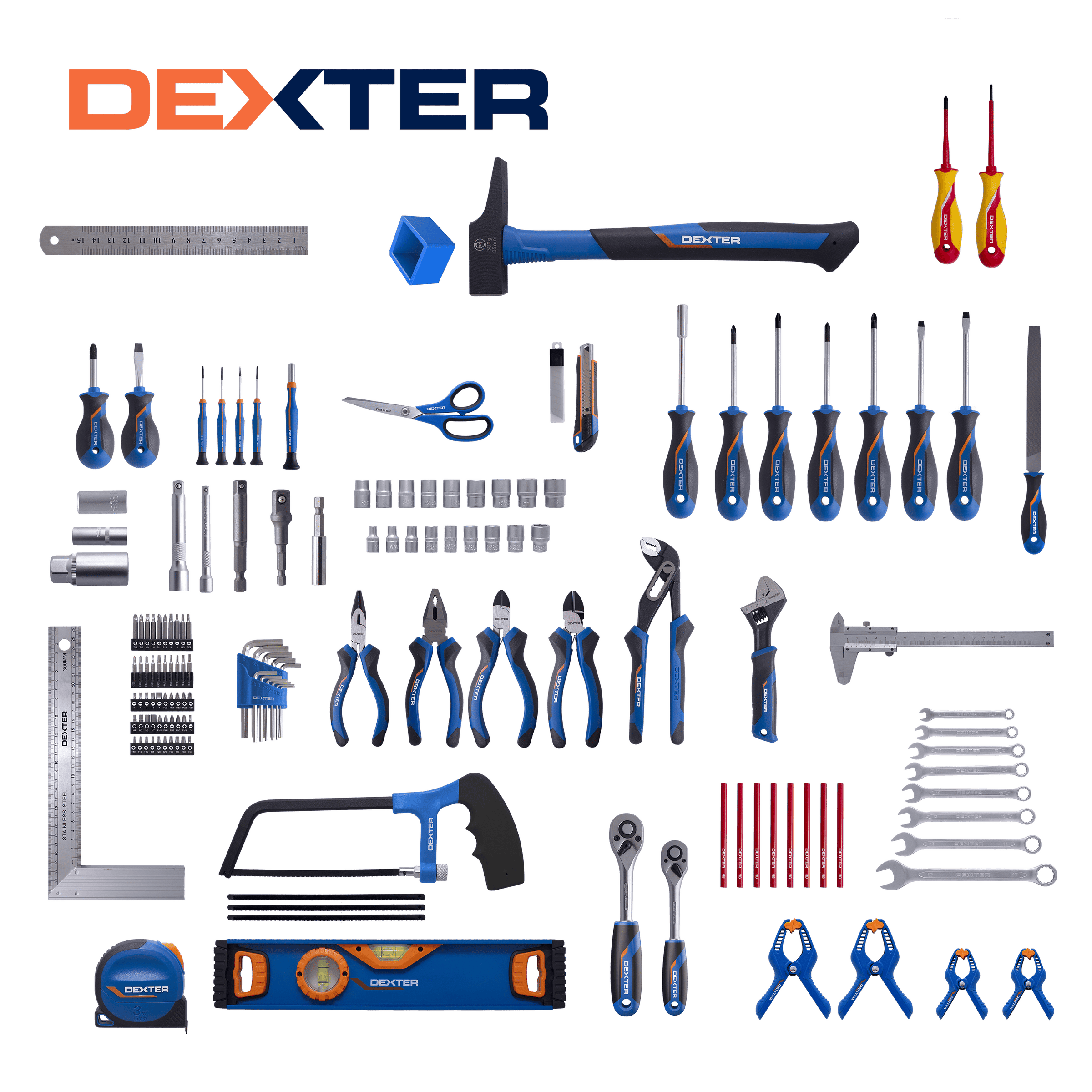 Dexter 150-piece hand tool set in a case / trolley