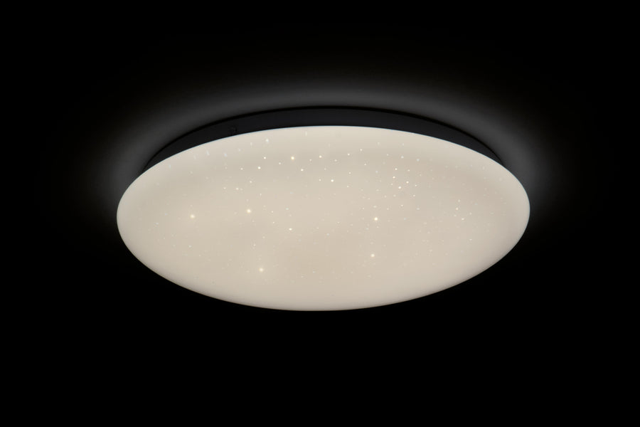 White acrylic ceiling light, diameter 28 cm, 12W LED, warm white and natural light