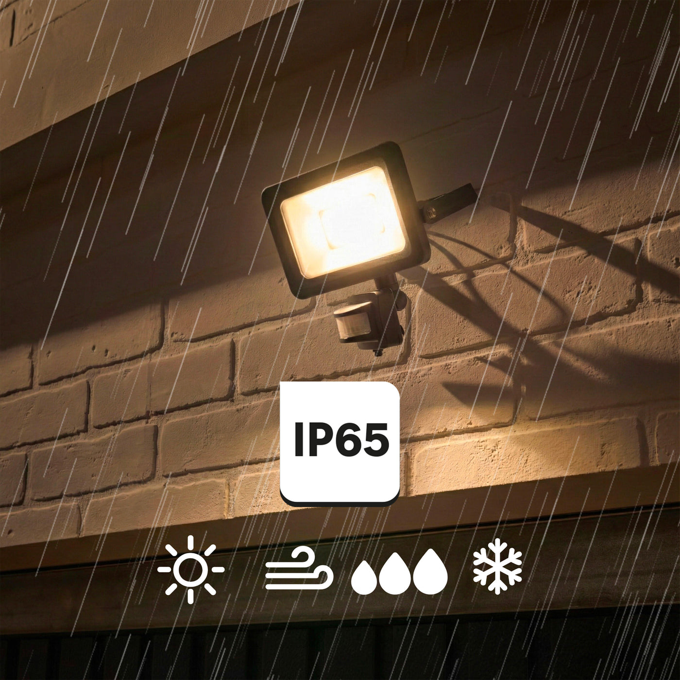 yonkers aluminium floodlight grey 18.9x7 cm led 30w cct light motion sensor