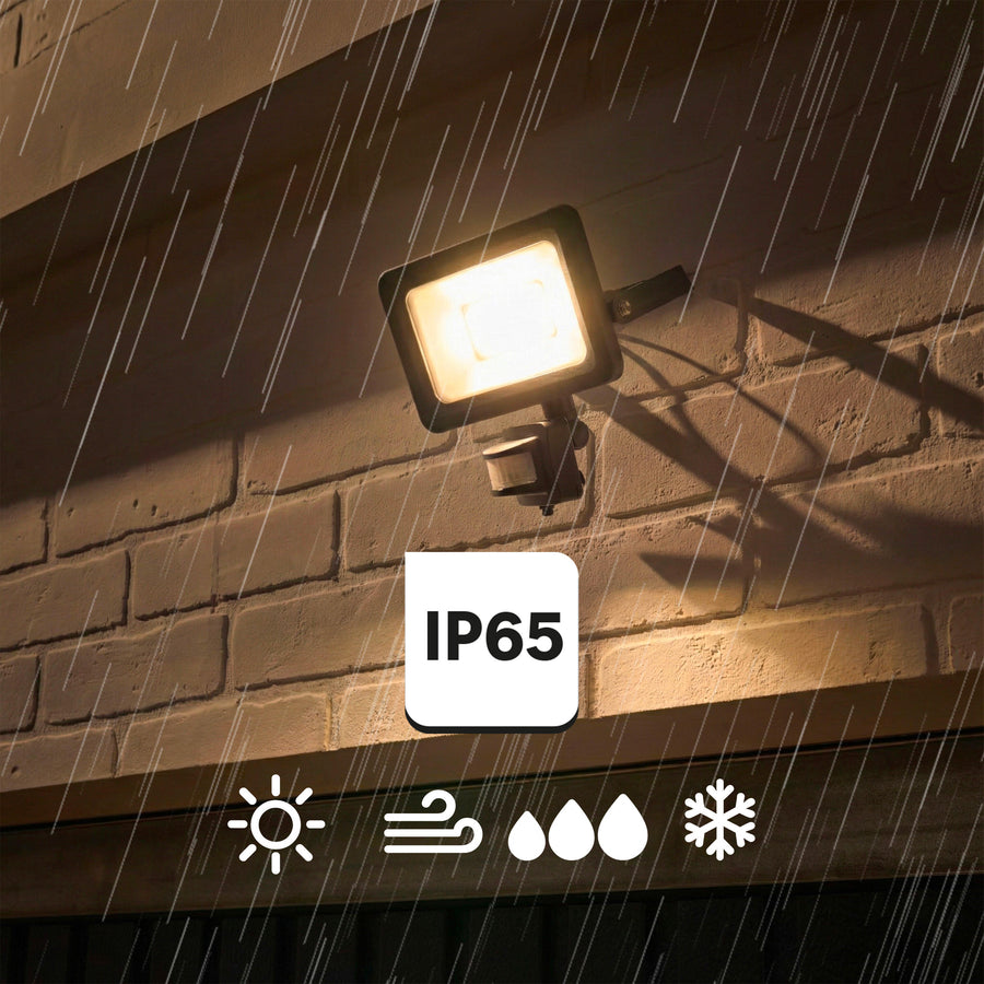 yonkers aluminium floodlight grey 18.9x7 cm led 30w cct light motion sensor