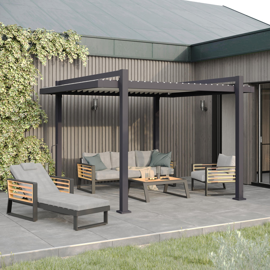 Clima Odyssea bioclimatic aluminium pergola, 320 x 358.5 cm, anthracite, Naterial