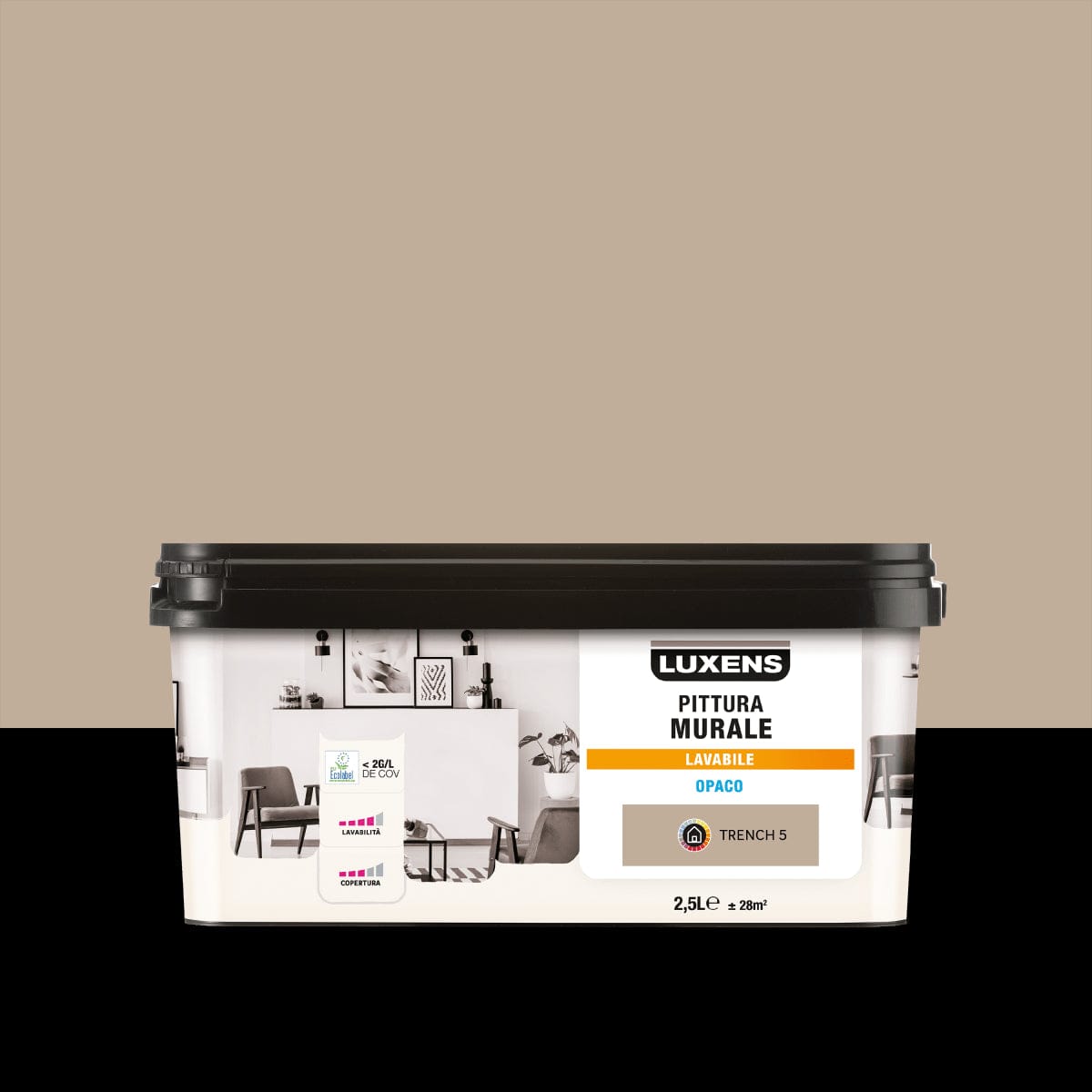 Bricocenter PAINT BROWN TRENCH 5 WASHABLE LUXENS 2.5 LT