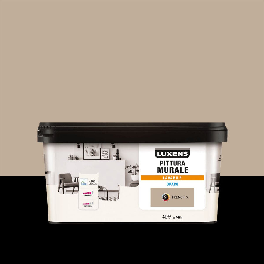 Bricocenter PAINT BROWN TRENCH 5 WASHABLE LUXENS 4 LT