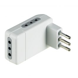 SPACE-SAVING ADAPTER PLUG 10A 3 SOCKETS WHITE