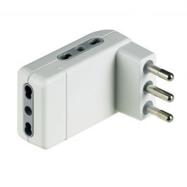SPACE-SAVING ADAPTER 16A PLUG 3 SOCKETS 2-PIN WHITE