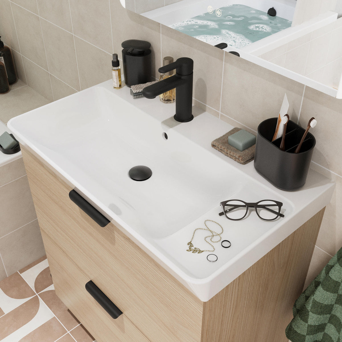 New Easy oak base unit with 2 drawers: L70, D40, H70 cm