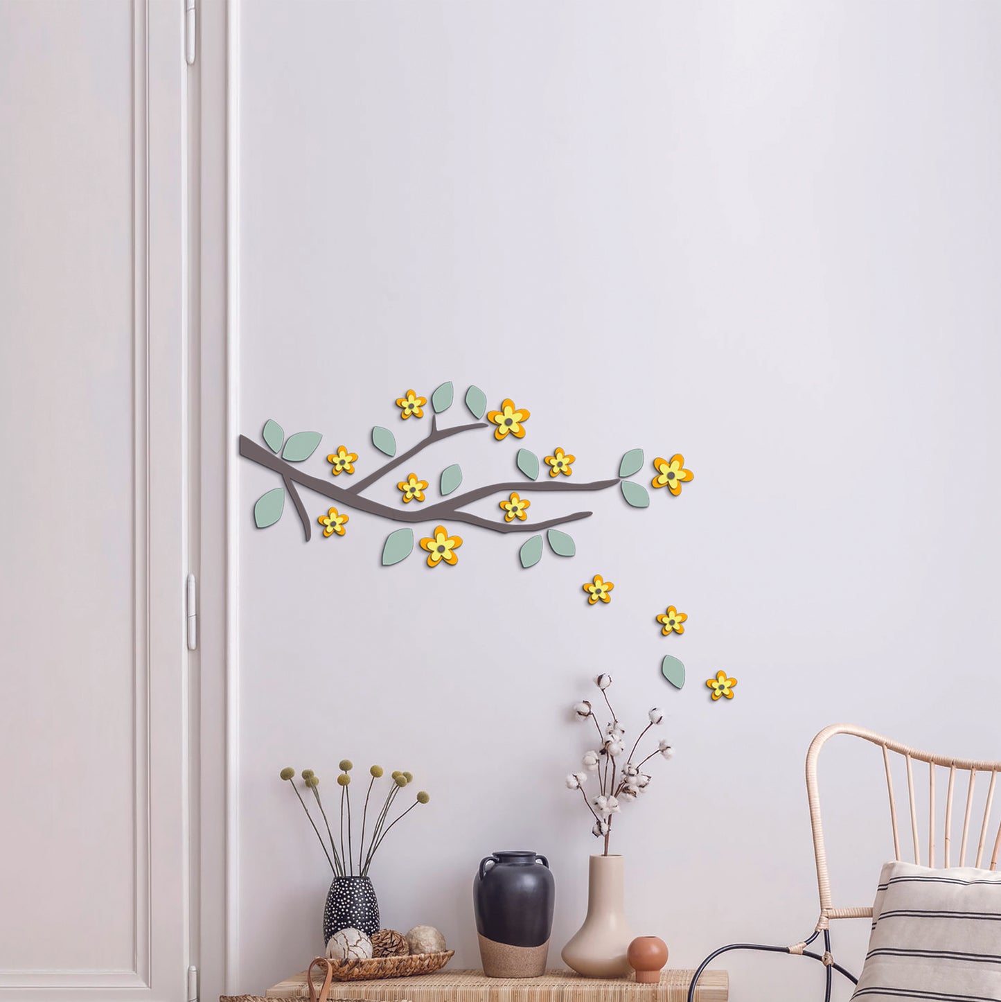 3D FLOWER BRANCH FOAM STICKER 31.5X34